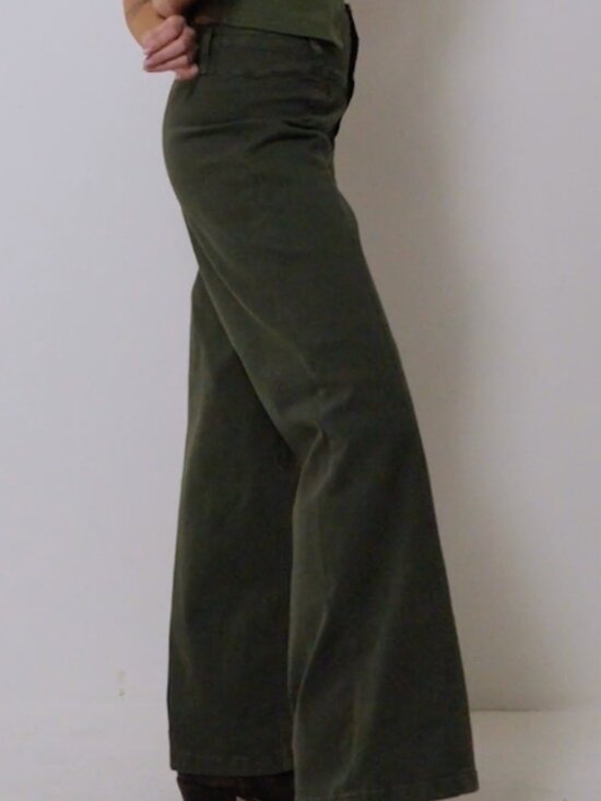 Free People Pants - Free People Libre Wide Leg Pants – Olive Green High Rise (Size 27)